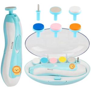 New Baby Nail Trimmer Safe (Lion) – Quiet & Safe Nail File for Newborn, Infant & Toddler – Lion & Butterfly Design – Painless, Safe, and Electric for Baby Boy or Girl – Blue (Lion)