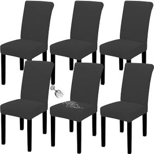 Easy-Going 100% Waterproof Dining Room Chair Cover Set of 6, Stretch Jacquard Parson Chair Slipcover Removable Washable Chair Protector for Home, Restaurant, Banquet (XLarge, Light Gray)