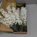IPOPU 8PCS White Snapdragon Artificial Flowers Delphinium Artificial Silk Flowers Long Stem Hyacinth Fake Flowers for Wedding Home Outdoor Party Floral Arrangement Centerpiece Table Decoration (White)