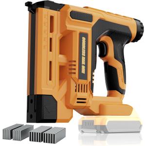18GA Brad Nailer for De-Walt 20V Battery, 2 in 1 Cordless Nail Gun/Staples Gun with Depth Adjustment, Electric Nailer with 1000 Nails & Staples for Home Improvement, DIY and Woodworking(No Battery)