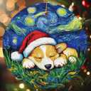 2 x Corgi Christmas Ornament, Starry Night Corgi Dog Hanging Ornaments 2025, Glossy Printed Ceramic Keepsake, Christmas Funny Gifts for Women Men Pet Lovers, Dogs Themed Tree Decorations (03. Corgi Vangogh)