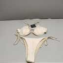 ZAFUL Womens Bikini Sets Underwire Sexy Two Piece Swimsuits Ribbed Bathing Suit High Cut Thong Back Clasp Swimwear BEIGE Medium Size