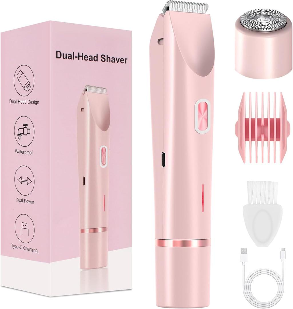 2025 New Bikini Trimmer for Women,Dermave Bikini Shaver,2-in-1 Electric Razors for Women(Pink)