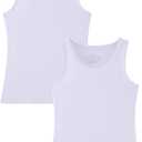Huata Girls Tank Top 2 Packs Racerback Sleeveless Dance Athletic Shirt for Kids, Size 6Y