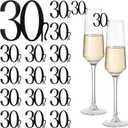 50 Pcs 30th Acrylic Drink Tag 30th Birthday Wine Glass Tags Charms Age Numbers Markers Acrylic Wine Drink Tags Glasses Markers for Happy 30 Years Party Decoration Anniversary Bachelorette Wedding