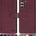 SUANPOT for Samsung Galaxy S21 6.2"(Non S21+) with RFID Blocking Leather Wallet case Credit Card Holder,Flip Folio Book Phone case Shockproof Cover Women Men for Samsung S21 case Wallet Wine Red