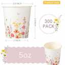 Crisky 300 Pack Paper Bathroom Cups 6oz Disposable, Elegant Design Floral Small Mouthwash Cup, Suit Hot/Cold Beverage Coffee, Dessert for Birthday Parties, Home-use, Picnics, Ceremonies