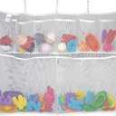 Lilly's Love Bath Toy Storage - Extra Large 20 x 32 inch Bathtub Toy Holder + 5 Locking Hooks, Quick Dry & Easy for Kids to Put Bath Toys Away, Set of 2