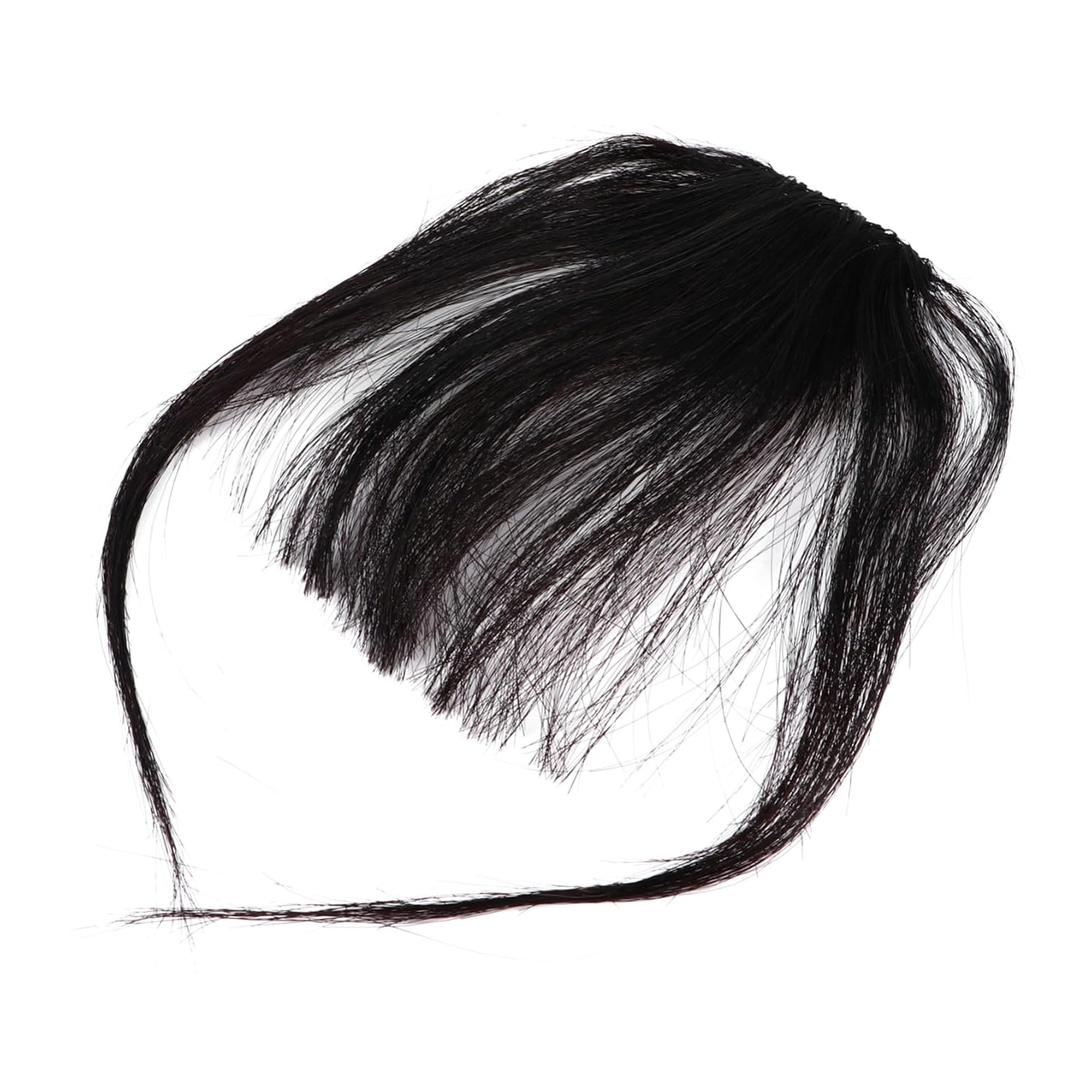 FRCOLOR Clip in Hair Bangs Ultra Fringe Hair Extensions for Natural Look Comfortable Daily Wear Stylish Matte Design Easy to Restyle with Scissors Curling (Black)