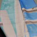 JAWO Palm Tree Shower Curtain, Tropical Palm Trees on an Island Beach Through White Wooden Windows Bathroom Curtain Accessories, Polyester Fabric Beach Shower Curtain Set with Hooks, 70X70 Inches (Teal)