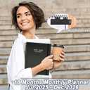 3 x Monthly Planner 2025-2026 (7.4'' x 9.6''), Jul 2025-Dec 2026, 18 Months Calendar Academic Planner, Agenda with Bookmark & Pocket, Perfect for School & Work, 120GSM Paper, Black