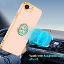 Fingic for iPhone 17e/ 16e Case, with 360 Rotatable Ring Holder Magnetic Kickstand, Shiny Plating Gold Edge Slim Soft TPU Shockproof Protective Cover for Women Men for iPhone 16e/ 17e 6.1",Rose Gold