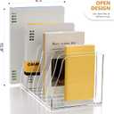 SANRUI Acrylic Desk File Organizer, 8 Vertical Compartments Clear Magazine File Holder Workspace Sorters, Folder Rack for Office Accessories Organization Storage