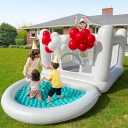 White Bounce House, Bounce House for Kids 3-6 with Ball Pit Pool, Toddler Mini Bounce House, Indoor Outdoor Inflatable Bounce House for Kids and Adults (Without Blower)