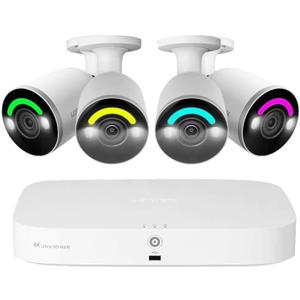 Lorex Fusion 4K Security Camera System with 2TB NVR – 16 Channel PoE Wired Home Security and Four Bullet IP Cameras – Smart Security Lighting & Motion Detection, Active Deterrence, Color Night Vision