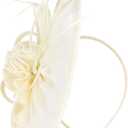 LATIMOON Fascinators Hat for Women Tea Party Headband Mini top Hats Cocktail Flower Mesh Feathers Hair Clip (Ivory-1)