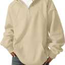 2 x PLEPAN Quarter Zip Hoodies for Men Oversized Pullover Loose Fit Sweatshirt with Kangaroo Pocket (S)