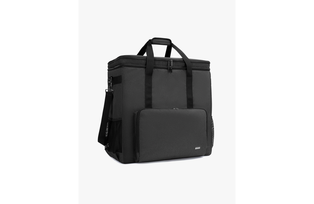 CURMIO Double-Layer PC Carrying Case, Desktop Computer Travel Bag for PC Chassis, Keyboard, Mouse and Headphone, Bag Only, Black