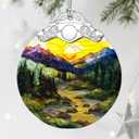 Stained Glass Ornament, Christmas Ornaments, Christmas Decorations for Tree, Holiday Ornament, Gifts for Nature Lovers, Holiday Party Gifts, Gift Ideas & Xmas Gift - Mountain Range