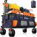 48" L Collapsible Wagon Cart Foldable, 560lbs Weight Capacity 300L Heavy Duty Folding Beach Wagons with Big All-Terrain Wheels, Utility Carts for Groceries, Shopping, Camping, Sports - Grey & Purple