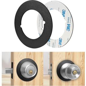 Door Knob Plates Round Version, Matte Black, Door Reinforcement Plate, Door Handle Cover Filler Fixing Repair Backplate, Scar Plates for Door Knob/Deadbolt (4 Pcs, Matte Black)