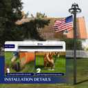 20FT Heavy Duty Flag Pole for Outside House, 100MPH Wind Rated 12 Gauge Extra Thick Aluminum Flagpole Kit, Black Eagle Topper & Solar Light, All-Weather Yard Display with Ground Sleeve, 3x5 USA Flag (Black, 20 FT with Light)