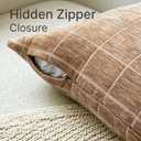 Decorative Chenille Plaid Throw Pillow Covers 24x24 Inch Set of 2 Vintage Check Couch Pillows Neutral Boho Farmhouse Cushion Covers Modern Home Decor for Sofa Bed Living Room Camel