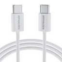 2 x AFFHAUSEN USB C to USB C Cable 3ft Braided White, 60W Fast Charging, 480Mbps, Nylon Braided USB-C Cord for iPhone 17/16/15, MacBook Air/Pro, iPad Pro, Samsung Galaxy S25