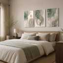 Framed canvas floral wall art neutral colors hazy feel botanical print poster gallery style painting print for living room bedroom bathroom office 16x24 inch 3-piece set.