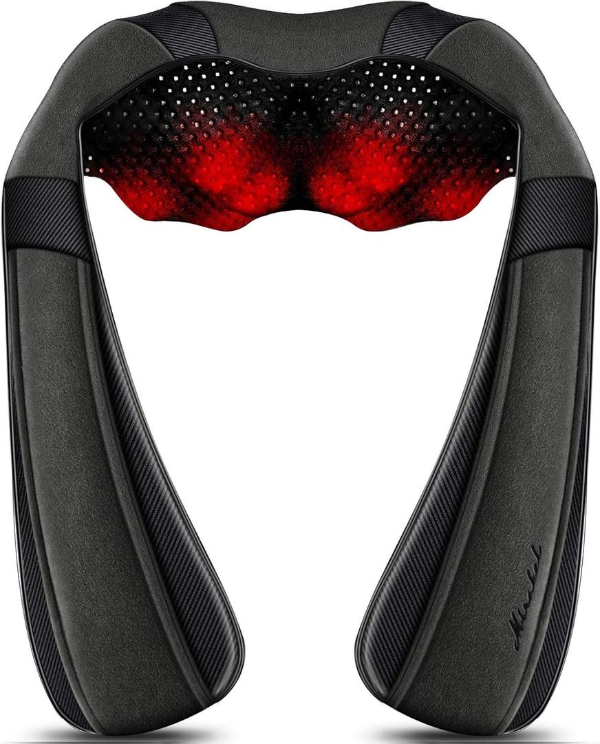 Mirakel Shiatsu Neck & Back Massager with Heat - Deep Tissue Neck, Back & Shoulder Pain Relief - Ergonomic Design Shoulder Massager, Electric Kneading Whole Body Massage Pillow Gifts for Women, Men Gun Gray Green