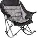 Oversized Rocking Camping Chair for Adults - 400lbs Capacity Padded Camp Chair, Portable Foldable Outdoor Rocker Chair for Camping, Backyard, Patio (Black & Gray)