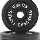 Fitvids 1 Inch Standard Barbell Weight Plates, 2.5 LB to 45 LB Plates for Home Gym Strength Training, Deep Grip Edge