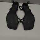 Goderci Kitten Strappy Heels for Women Square Open Toe Ankle Strap Heeled Sandals Dressy Wedding Shoes, Black, Size 8