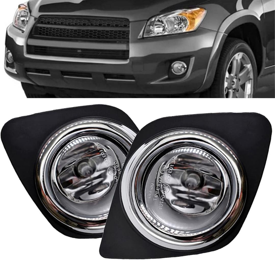 labwork Fog Lights Driving Lamps Replacement for RAV4 2009-2012 Clear Bumper Fog Light Assembly W/Bulb Harness Switch