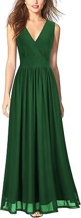 WOOSEA Women Sleeveless Deep V Neck Sexy Mesh Loose Maxi Casual Long Dress, Large, Green
