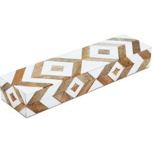 Handicrafts Home White Decorative Storage Box with Lid Wood Entryway Organizer Key Holder Box Console Table Storage for Hallway  Resin Inlay Marquet Array Collection- 10x2.5x1.5