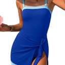 ANRABESS Swimsuits for Women One Piece Swim Dress Tummy Control Bathing Suit Full Coverage Wrap Skirt Tie Knot 2026 Swimwear (Blue, L)