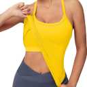 MathCat Workout Tank Tops for Women with Built in Bra, Sleeveless Gym Tops Seamless Racerback Athletic Yoga Shirts (Yellow, M)