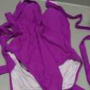 Lilosy Sexy Tie Criss Cross Plunge One Piece Thong Swimsuit High Cut Brazilian Bathing Suit, Size XL