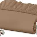 Royale Linens 100% Organic Cotton Fitted Sheet - Percale Weave - Super Soft Deep Pocket Bottom Sheets - Elastic Sheet Twin Size - Twin Fitted Sheets Only - (39"x75"+15", Chocolate)