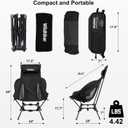 Wildhiker Compact High Back Camping Chair - Foldable with Dual Sitting Modes, Pillow, Arm Pads and Side Pockets - Lightweight Portable Chair for Motorcycle, RV, Festival, Travel - Black