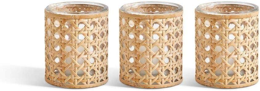 Two's Company Lumingnon Set of 3 Cane Webbing Candleholders/Vases