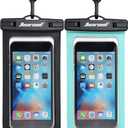 Hiearcool Waterproof Phone Pouch, IPX8 Waterproof Phone Case for iPhone 17/16/15/14 Pro Max, Cell Phone Dry Bag for Beach & Cruise Essentials, Touch Screen, Lanyard Included, 2 Pack (Fits Up to 8.9) (Black & Green)