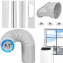 Portable Air Conditioner Window Vent Kit with Exhaust Hose 5.1 Inch Diameter, Adjustable 59 Inch Length Exhaust Hose for AC Seal Plate with Universal for Sliding Window