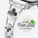 KADES Compatible for Apple Watch Series 10 46mm/42mm Series 9 8 7 45mm/41mm Series 6 5 4 SE 44mm/40mm Series 3 2 1 42mm/38mm, Sparkling Bling Diamond Band with Full Diamonds Case (Silver with Black Pearl Shell)