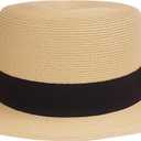 Pineapple&Star Deor Boater Straw Sun Hat Beach Fine Braid UPF50+ for Women Men (Medium, Beige_bk)