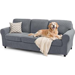 SUBRTEX 7 Pieces Stretch Sofa Slipcover Sets Couch Cover Sets Backrest Cushion Covers Furniture Protector Collection Set for Oversize Sofa Loveseat Chair Slip Covers(Large, Light Gray)