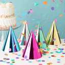 BLUE PANDA Party Hats - 50 Pack, Metallic Blue/Green/Gold/Silver/Hot Pink, Cone - Bulk Set for Kids & Adults