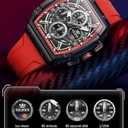 OLEVS Men Watches Business Dress Chronograph Big Square Quartz Analog Male Watch Silicone Strap Waterproof Date Gift Mens Wrsit Watch Silver