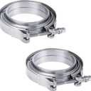 JDMSPEED New 3" V-Band Flange & Clamp Kit 2 Pcs Stainless Steel Replacement For Turbo Exhaust Downpipes (2)